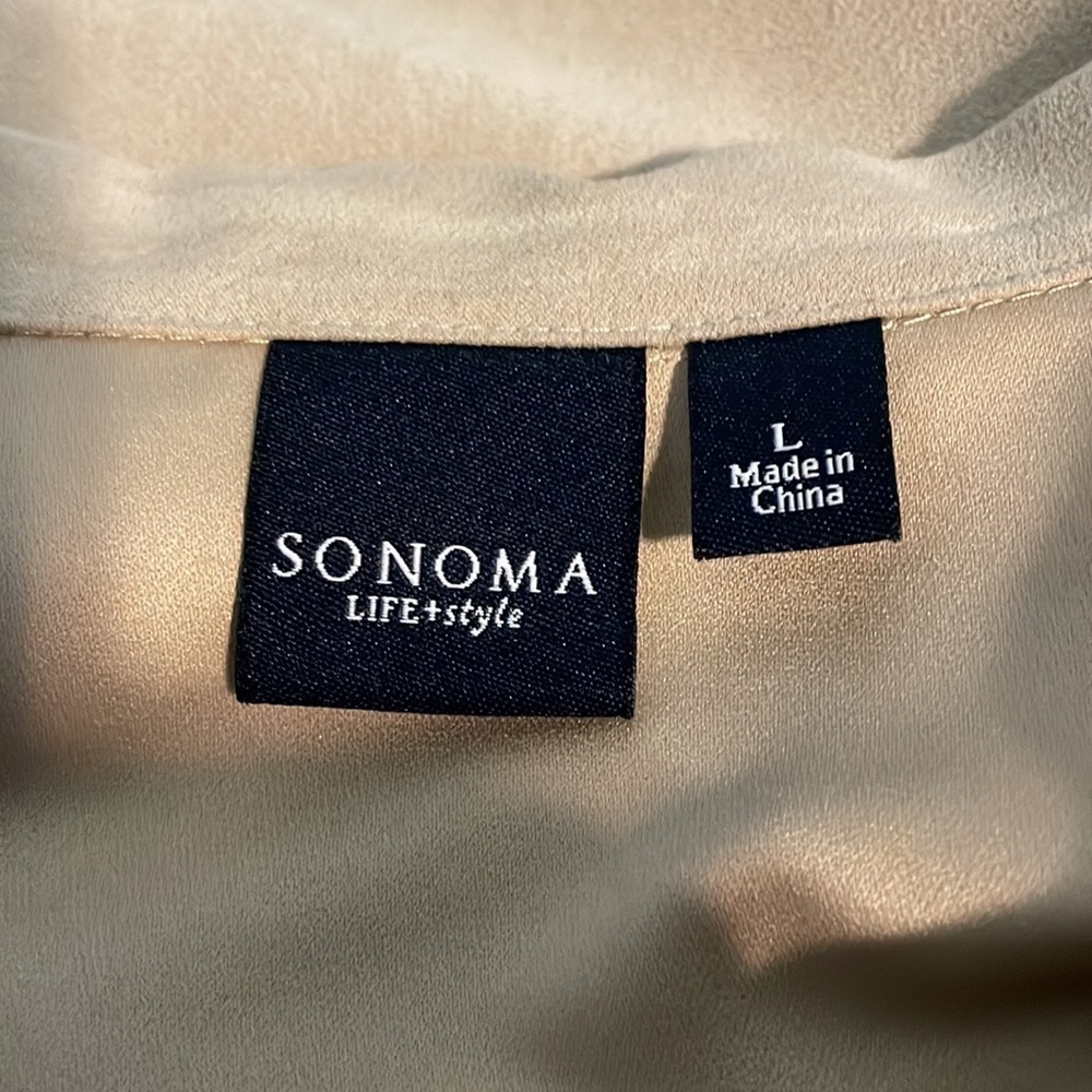 SONOMA Faux Suede Button Down Blouse, Women’s L, Tan - Picture 5 of 7
